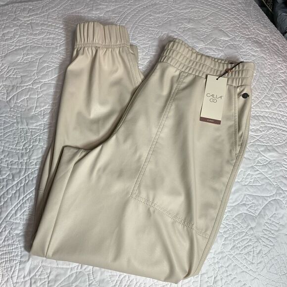 Calia faux, leather, high-rise jogger, Chantilly size large nwt  - Picture 1 of 8